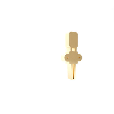 Gold Torch flame icon isolated on white background. Symbol fire hot, flame power, flaming and heat. 3d illustration 3D renderの写真素材