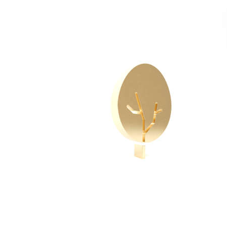 Gold Tree icon isolated on white background. Forest symbol. 3d illustration 3D renderの写真素材
