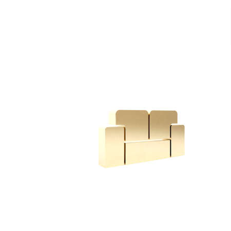 Gold Sofa icon isolated on white background. 3d illustration 3D renderの写真素材