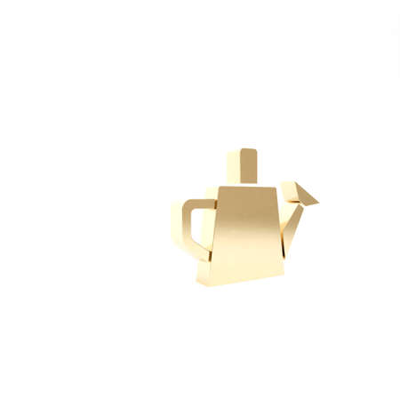 Gold Watering can icon isolated on white background. Irrigation symbol. 3d illustration 3D renderの写真素材