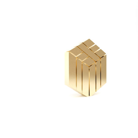 Gold Bale of hay icon isolated on white background. 3d illustration 3D render