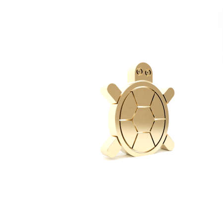 Gold Turtle icon isolated on white background. 3d illustration 3D renderの写真素材