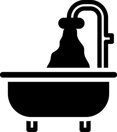 Black Bathtub icon isolated on white background. Vectorのイラスト素材
