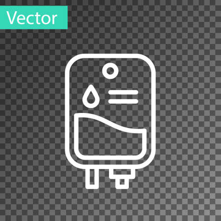 White line IV bag icon isolated on transparent background. Blood bag. Donate blood concept. The concept of treatment and therapy, chemotherapy. Vectorのイラスト素材