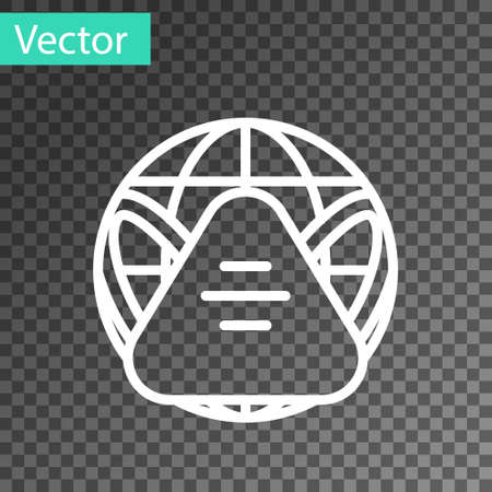 White line Earth globe with medical mask icon isolated on transparent background. Vector.のイラスト素材