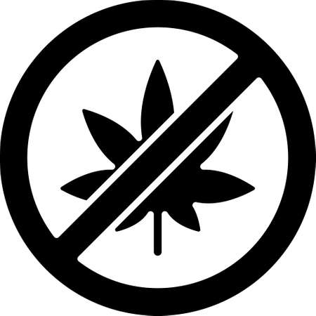 Black Stop marijuana or cannabis leaf icon isolated on white background. No smoking marijuana. Hemp symbol. Vector Illustrationのイラスト素材