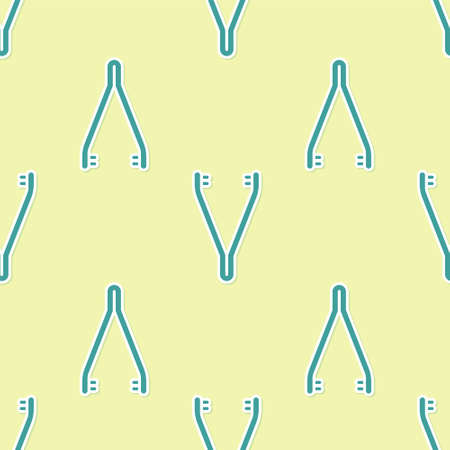 Green Medical tweezers icon isolated seamless pattern on yellow background. Medicine and health. Anatomical tweezers. Vector Illustrationのイラスト素材