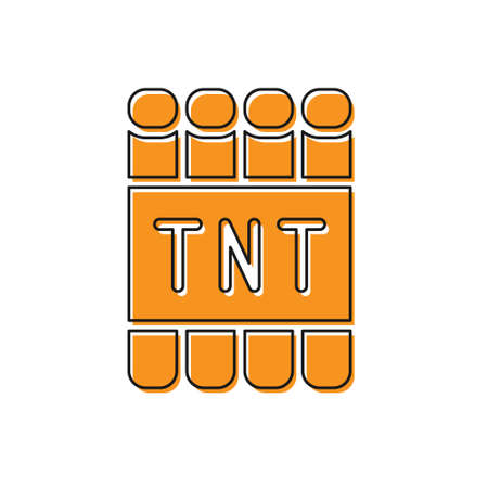 Orange Detonate dynamite bomb stick and timer clock icon isolated on white background. Time bomb - explosion danger concept. Vectorのイラスト素材