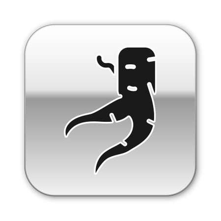 Black Ginger root icon isolated on white background. Silver square button. Vectorのイラスト素材