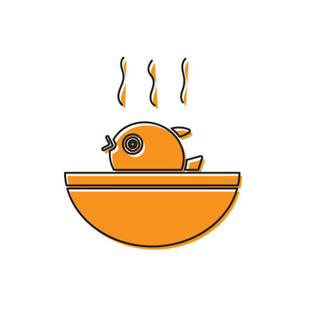 Orange Puffer fish soup icon isolated on white background. Fugu fish japanese puffer fish. Vector.のイラスト素材