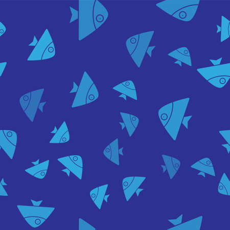 Blue Fish icon isolated seamless pattern on blue background. Vector.のイラスト素材