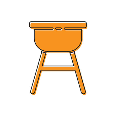 Orange Barbecue grill icon isolated on white background. BBQ grill party. Vector Illustration.のイラスト素材