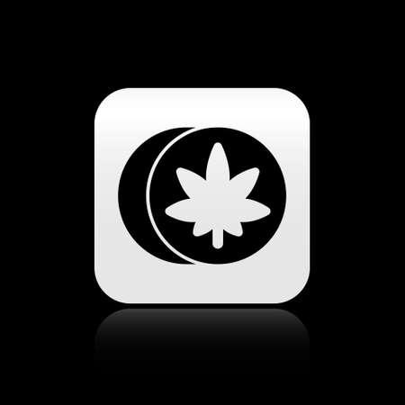 Black Herbal ecstasy tablets icon isolated on black background. Silver square button. Vector Illustration.のイラスト素材