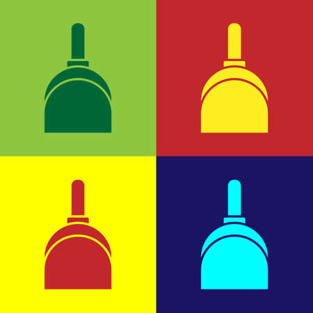 Pop art Dustpan icon isolated on color background. Cleaning scoop services. Vector Illustration.のイラスト素材