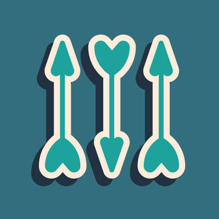 Green Hipster arrows icon isolated on green background. Long shadow style. Vector.のイラスト素材