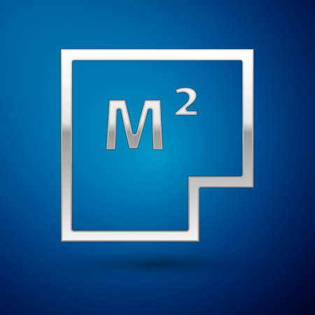 Silver House plan icon isolated on blue background. Vector.のイラスト素材