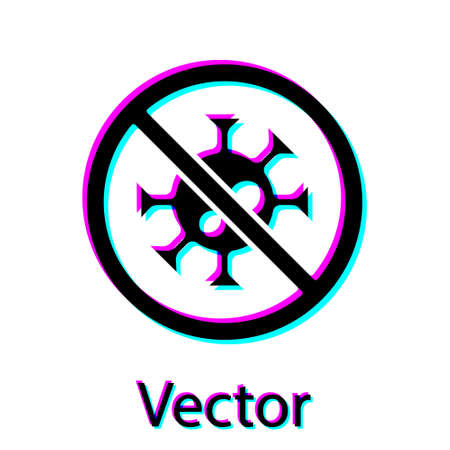 Black Stop virus icon isolated on white background. Corona virus 2019-nCoV. Bacteria and germs, cell cancer, microbe, fungi. Vector ..のイラスト素材