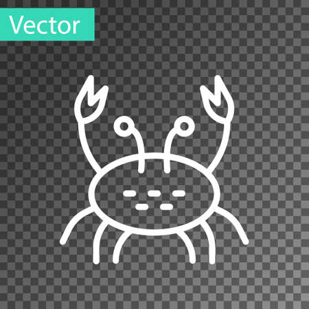 White line Crab icon isolated on transparent background. Vector.のイラスト素材