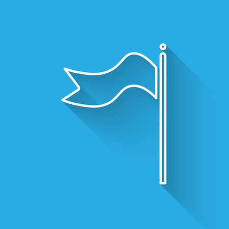 White line Meteorology windsock wind vane icon isolated with long shadow. Windsock indicate the direction and strength of the wind. Vector Illustrationのイラスト素材