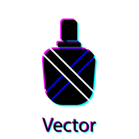 Black Canteen water bottle icon isolated on white background. Tourist flask icon. Jar of water use in the campaign. Vector Illustrationのイラスト素材