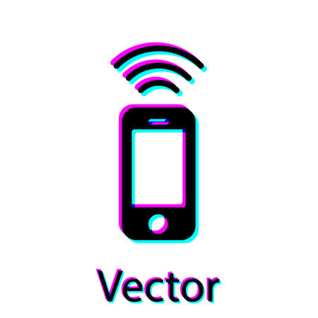 Black Wireless smartphone icon isolated on white background. Vectorのイラスト素材