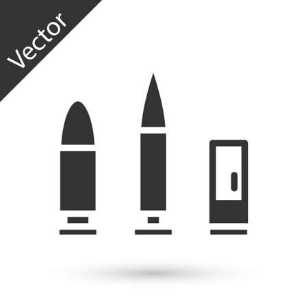 Grey Bullet and cartridge icon isolated on white background. Vectorのイラスト素材