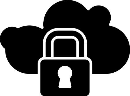 Black Cloud computing lock icon isolated on white background. Security, safety, protection concept. Protection of personal data. Vectorのイラスト素材