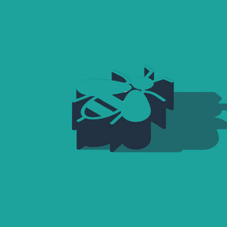 Isometric Bee icon isolated on green background. Sweet natural food. Honeybee or apis with wings symbol. Flying insect. Vectorのイラスト素材