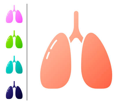 Coral Lungs icon isolated on white background. Set color icons. Vector.のイラスト素材