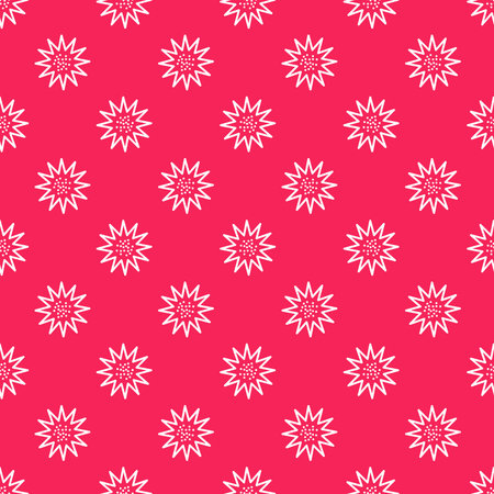 White line Sea urchin icon isolated seamless pattern on red background. Vector.