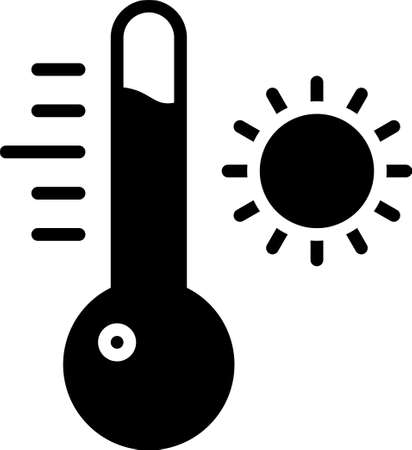 Black Meteorology thermometer measuring icon isolated on white background. Thermometer equipment showing hot or cold weather. Vector Illustrationのイラスト素材