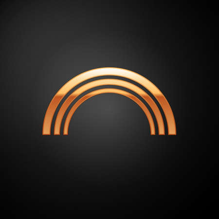 Gold Rainbow icon isolated on black background. Vector Illustrationのイラスト素材