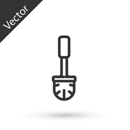 Grey line Toilet brush icon isolated on white background. Vector Illustrationのイラスト素材