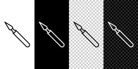 Set line Medical surgery scalpel tool icon isolated on black and white background. Medical instrument. Vector Illustrationのイラスト素材