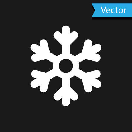 White Snowflake icon isolated on black background. Vector Illustrationのイラスト素材