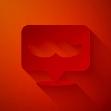 Paper cut Barbershop icon isolated on red background. Hairdresser logo or signboard. Paper art style. Vector Illustrationのイラスト素材