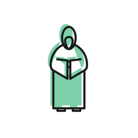 Black line Monk icon isolated on white background. Vector Illustrationのイラスト素材