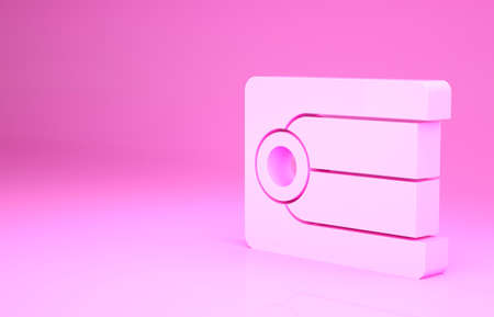 Pink Dentures model icon isolated on pink background. Dental concept. Minimalism concept. 3d illustration 3D renderの写真素材