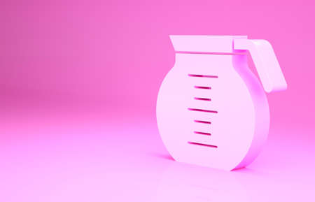 Pink Coffee pot icon isolated on pink background. Minimalism concept. 3d illustration 3D renderの写真素材