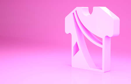 Pink Indian man dress traditional hindu clothes with long shirt icon isolated on pink background. Minimalism concept. 3d illustration 3D renderの写真素材