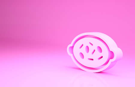 Pink Kheer in a bowl icon isolated on pink background. Traditional Indian food. Minimalism concept. 3d illustration 3D renderの写真素材