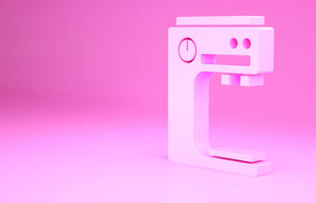 Pink Coffee machine icon isolated on pink background. Minimalism concept. 3d illustration 3D renderの写真素材