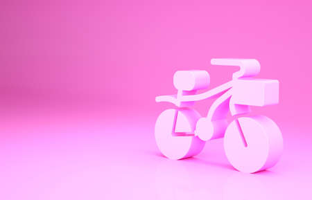 Pink Bicycle icon isolated on pink background. Bike race. Extreme sport. Sport equipment. Minimalism concept. 3d illustration 3D renderの写真素材