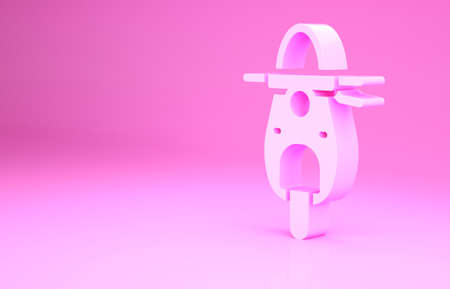 Pink Scooter icon isolated on pink background. Minimalism concept. 3d illustration 3D renderの写真素材