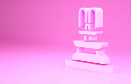 Pink Fountain icon isolated on pink background. Minimalism concept. 3d illustration 3D renderの写真素材