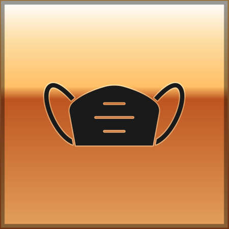 Black Medical protective mask icon isolated on gold background. Vector.のイラスト素材