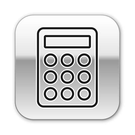 Black line Password protection and safety access icon isolated on white background. Security, safety, protection, privacy concept. Silver square button. Vectorのイラスト素材