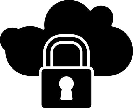 Black Cloud computing lock icon isolated on white background. Security, safety, protection concept. Protection of personal data. Vector Illustrationのイラスト素材