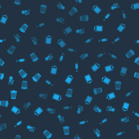Set Thermometer, Battery, Glass of champagne and Trash can on seamless pattern. Vectorのイラスト素材