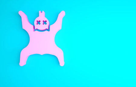 Pink Bear skin icon isolated on blue background. Minimalism concept. 3d illustration 3D render